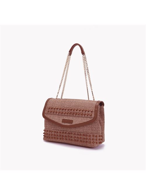 malibu bowling shoulder bag rafia + synthetic cuoio La carrie | 141M-WM-230-RAE/CUOCUOIO